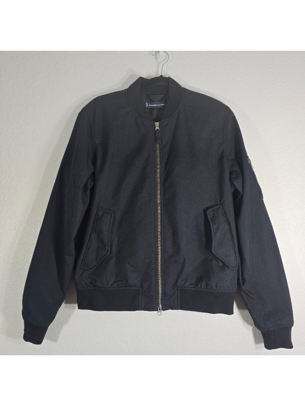 Everlane Uniform Bomber Jacket Men Small Black Full-Zip Long Sleeve Outdoor